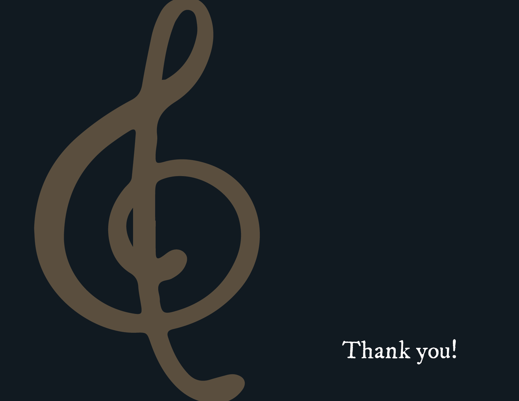 This is an image of a musical treble clef with text